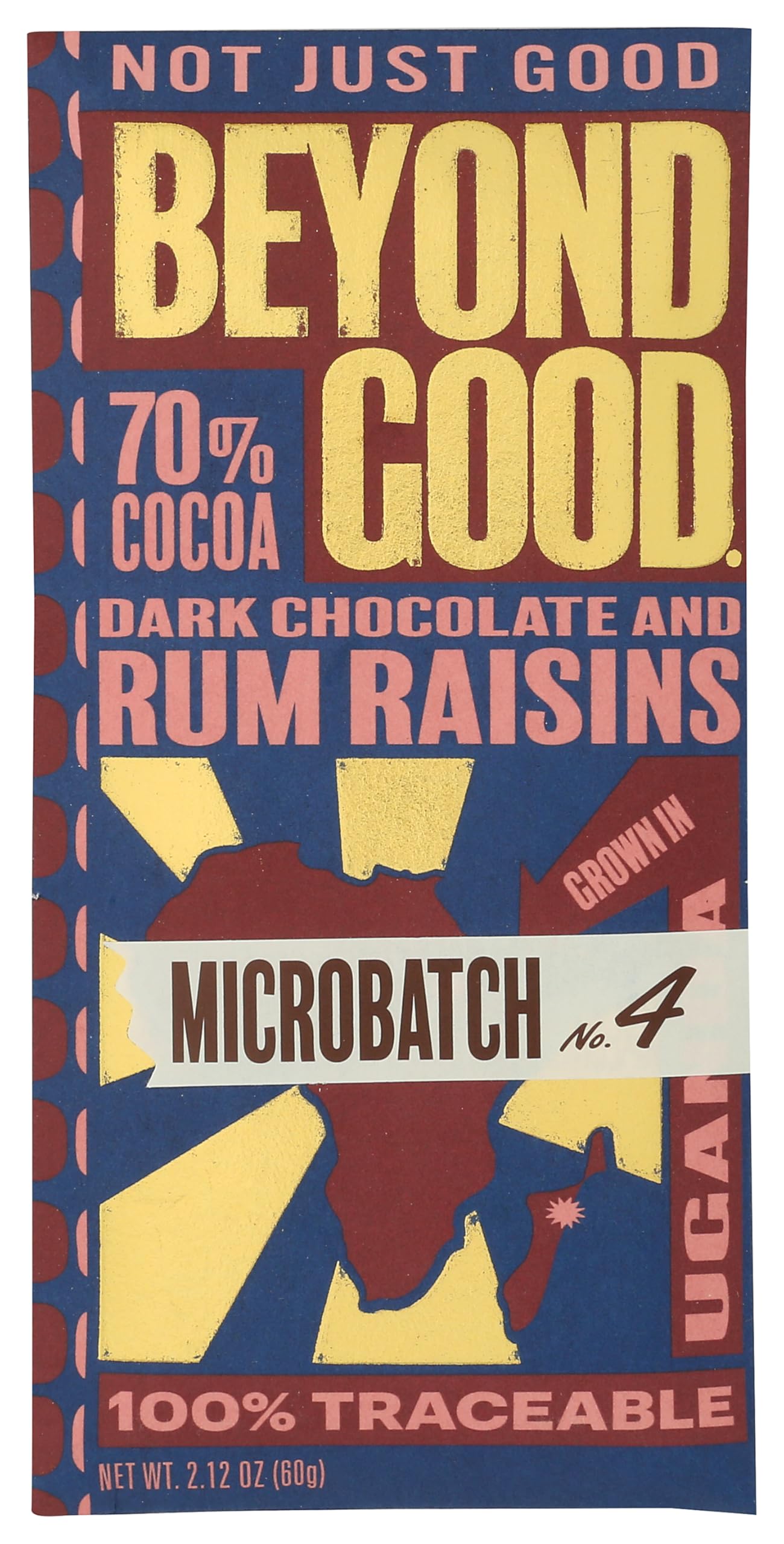 Amazon.com : Beyond Good 70% Rum Raisins Microbatch Chocolate Bar