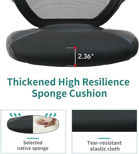 Miniatura 5 de CLATINA Silla de oficina con respaldo medio, silla de trabajo de malla con soporte lumbar y reposabrazos de malla, silla de escritorio para