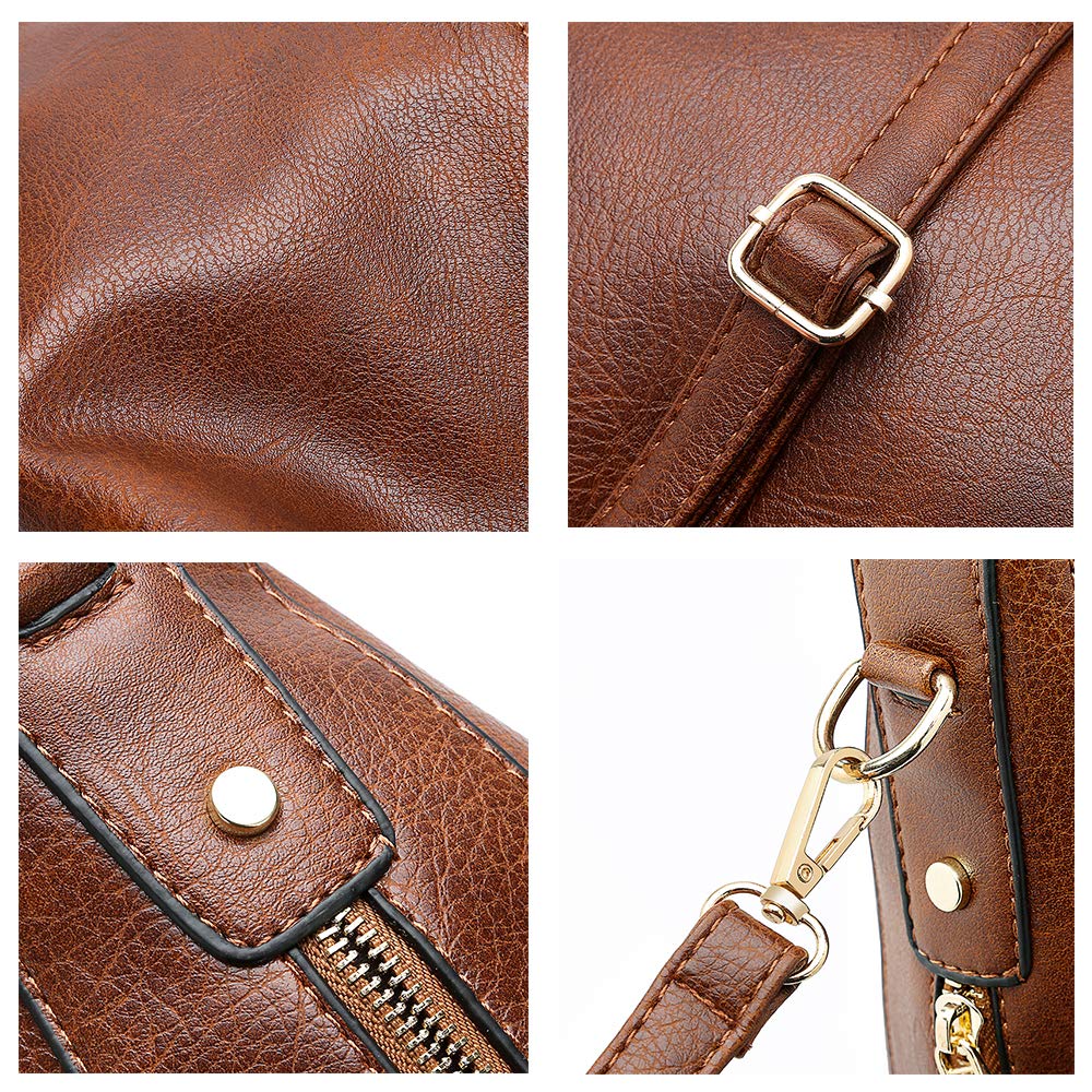 Kris Anna Hobo Borsa a Spalla con Tracolla da Donna Borse a mano Bauletto Secchiello in Pelle PU per Signora Marrone