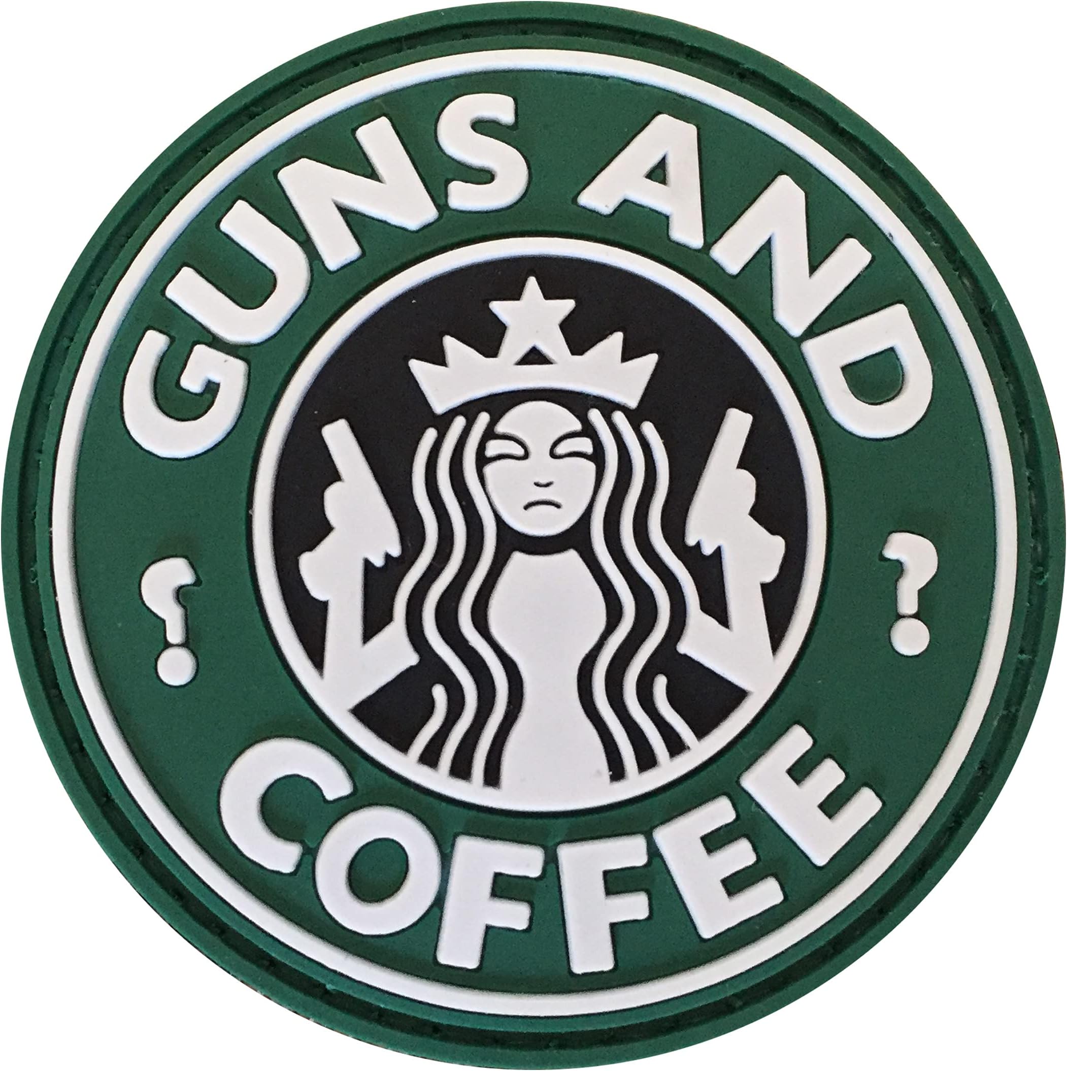 Gun & Coffee 3D PVC Tactical Silicone Hook Loop Morale Patch Appliques for Caps Bags Vests Military Uniform