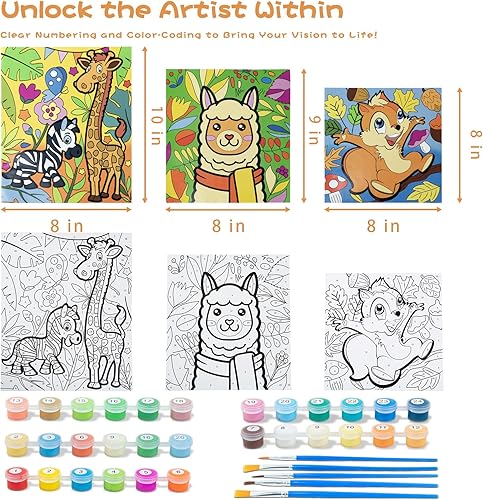 Miniatura 4 de Sixth Space Pintura por números para niños de 4 a 8 años, pintura al óleo acrílica preimpresa para principiantes, incluye lienzo enmarcado (8 x 10,