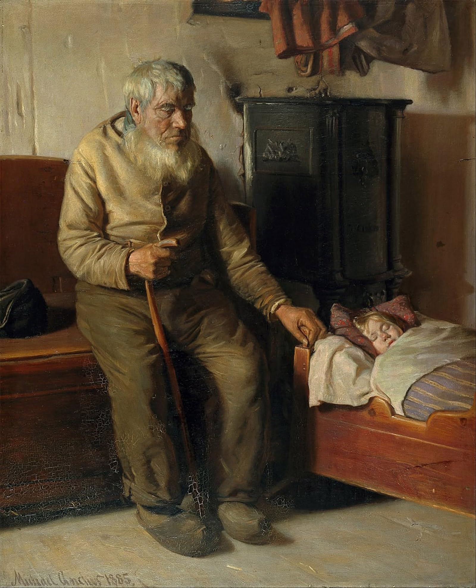 SERENDIPITP Retro Picture Poster Wall Art Pictures Painting Blind Kristian Minding a Child by Michael Peter Ancher Wall Art Canvas Print for Wall Decor 60x90cm