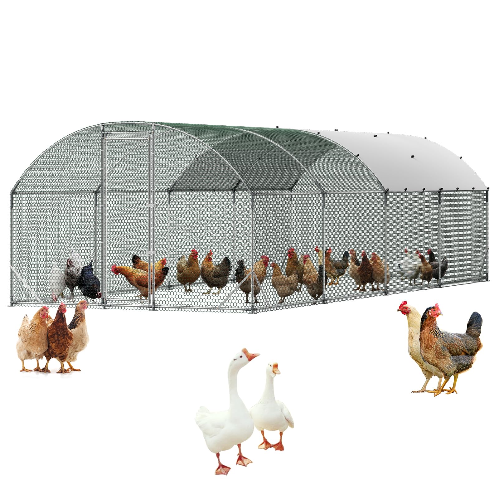 VEVOR Hühnerstall – begehbarer Auslauf mit Kuppeldach, 2,7x7,6x2 m