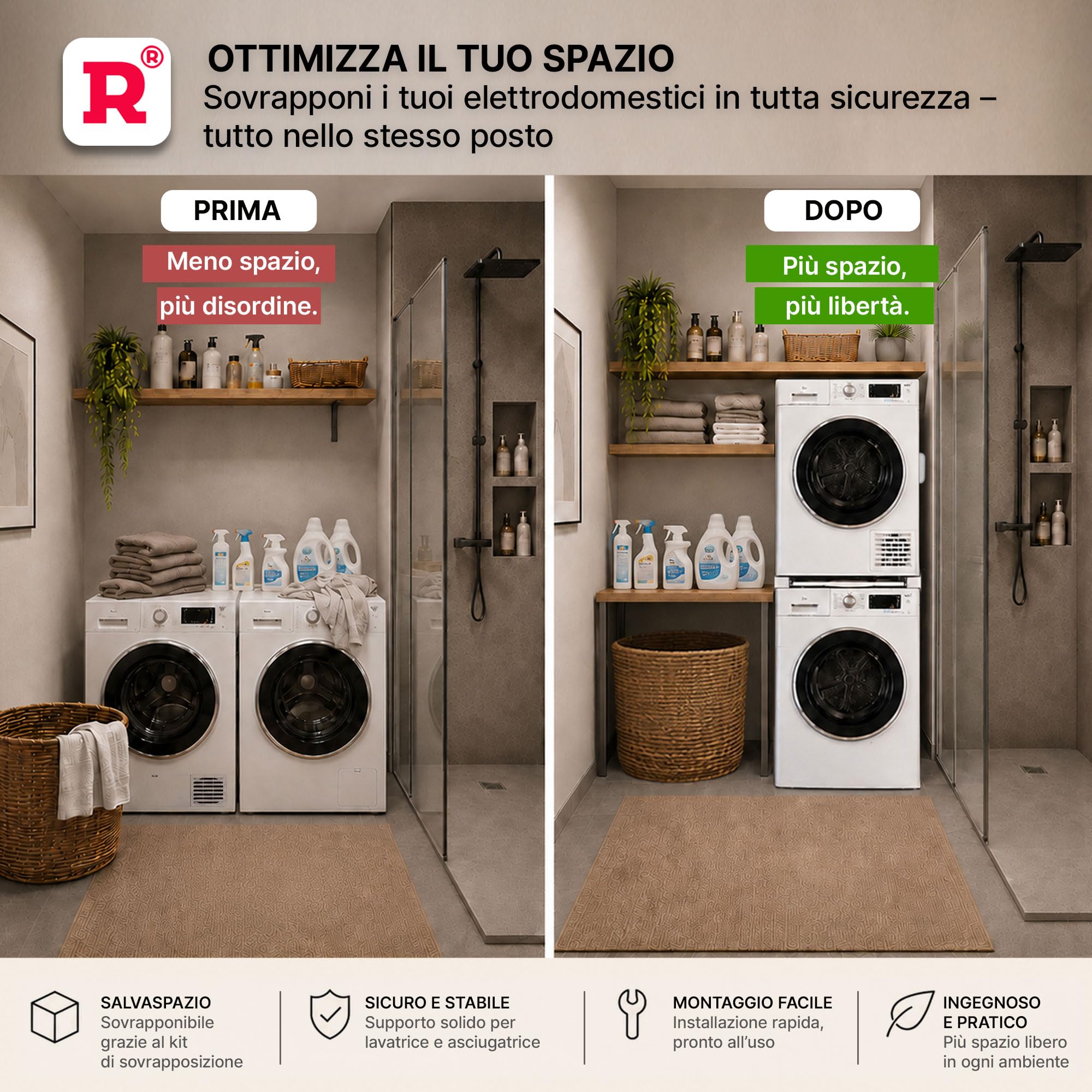 ROLLER Kappatos Kit Sovrapposizione Premium, Ripiano Estraibile, 250 kg