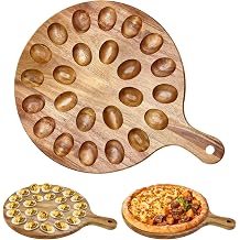 Wood Deviled Egg Holder Board Platter Serving Tray Eggs Carrier Plate Dish