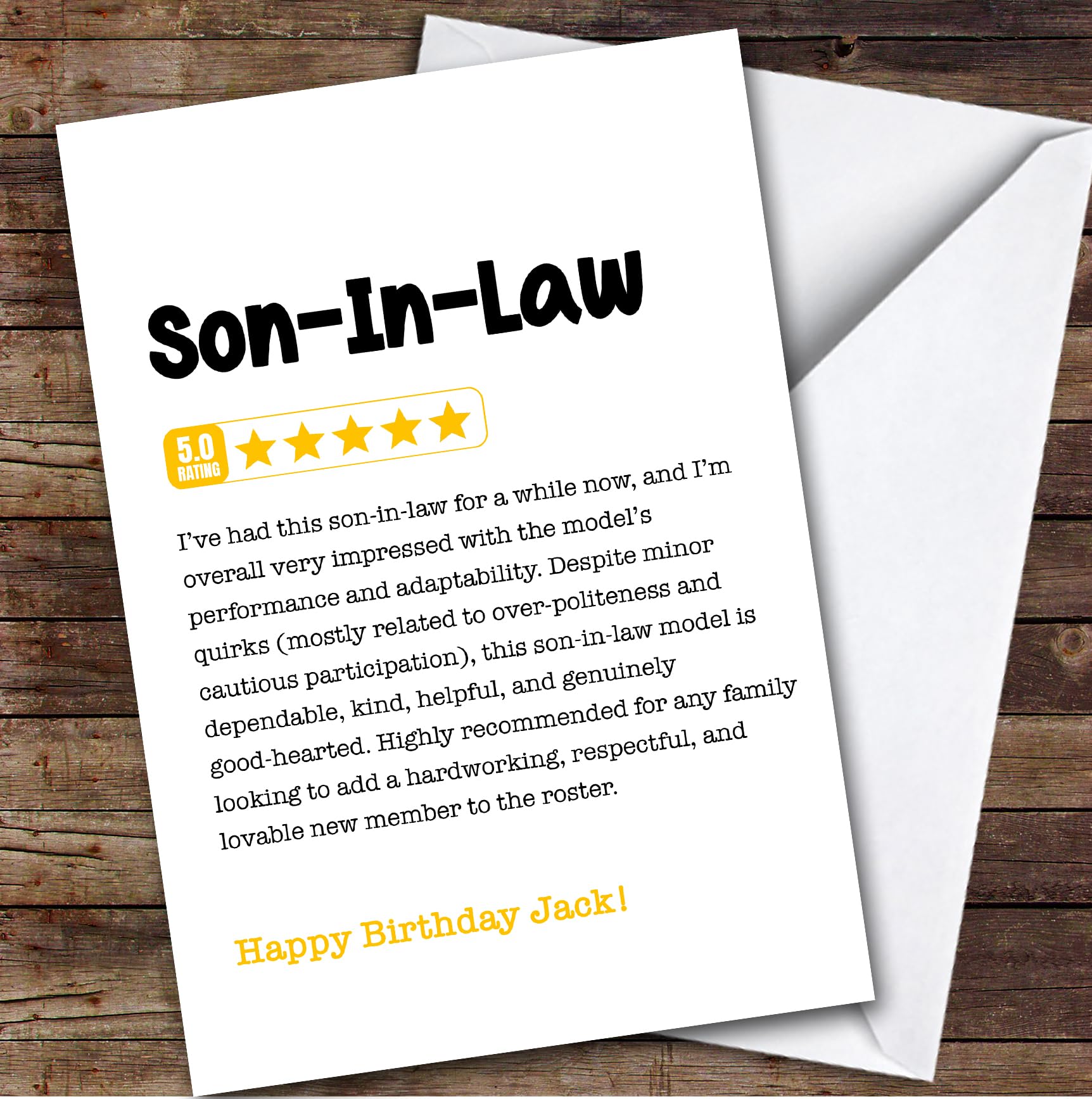 TCZ Funny Any Review Birthday Card Personalised Son-In-Law Custom Card Personalised Cards, For Son-in-law, For Him, Funny, Birthday