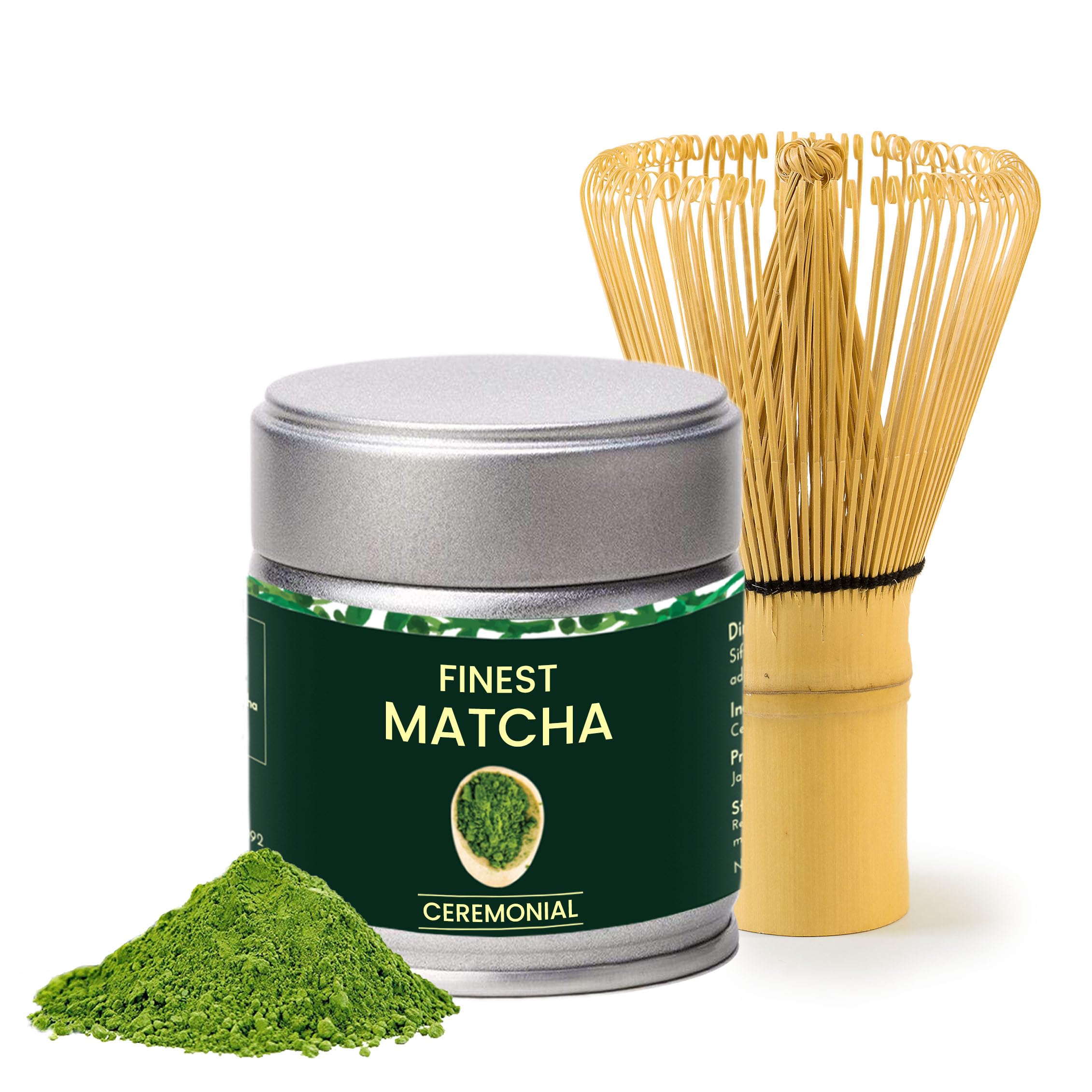Heapwell Superfoods Ceremonial Matcha Green Tea and Bamboo Whisk