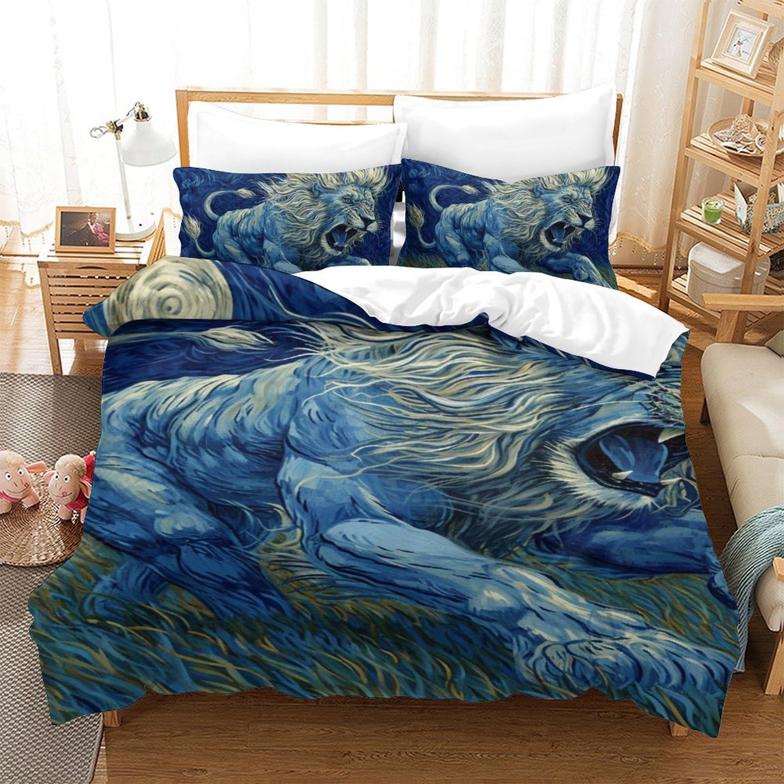 Housse de couette lion en microfibre respirante pour éviter la transpiration la nuit