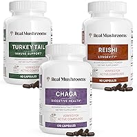 Vista 1 de Reishi 415 cápsulas de longevidad (90 unidades), extracto de hongo cola de pavo (90 c), suplemento de hongos con extracto de Chaga (120 cápsulas)