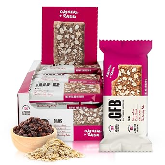The GFB Oatmeal Raisin Protein Bars - Gluten Free, Plant Based, Non GMO, Sustainably Made Ridiculously Tasty, Healthy, Vegan, Nutrition Snack Protein Bars, 2.05 oz 12 Count