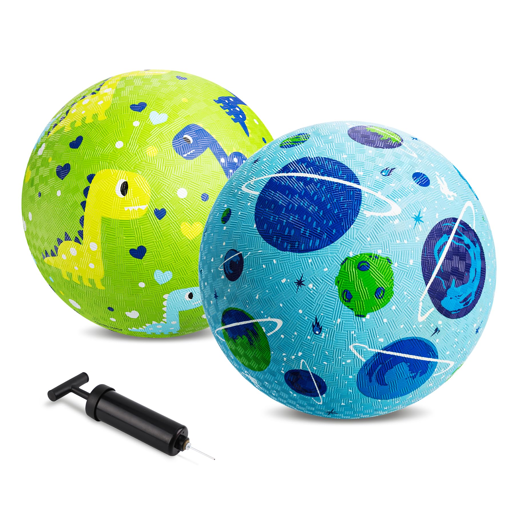 ZOOJOY Pack of 2 Cartoon Playground Balls, Balls for Toddler 3-12, 8.5" Rubber Ball Bouncy Kickball, Indoor & Outdoor Ball Game for Kids with Pump