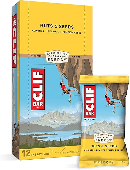 CLIF BARS - Energy Bars - Nuts and Seeds - Made with Organic Oats - Plant Based Food - Vegetarian - Kosher (2.4 Ounce Protein Bars, 12 Count)