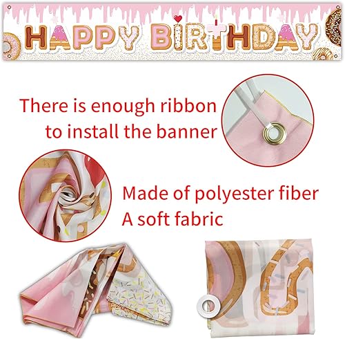 Miniatura 3 de Cartel grande con texto en inglés "Donut Happy Birthday", cartel grande con temática del desierto para fiesta de cumpleaños, letrero para porche,