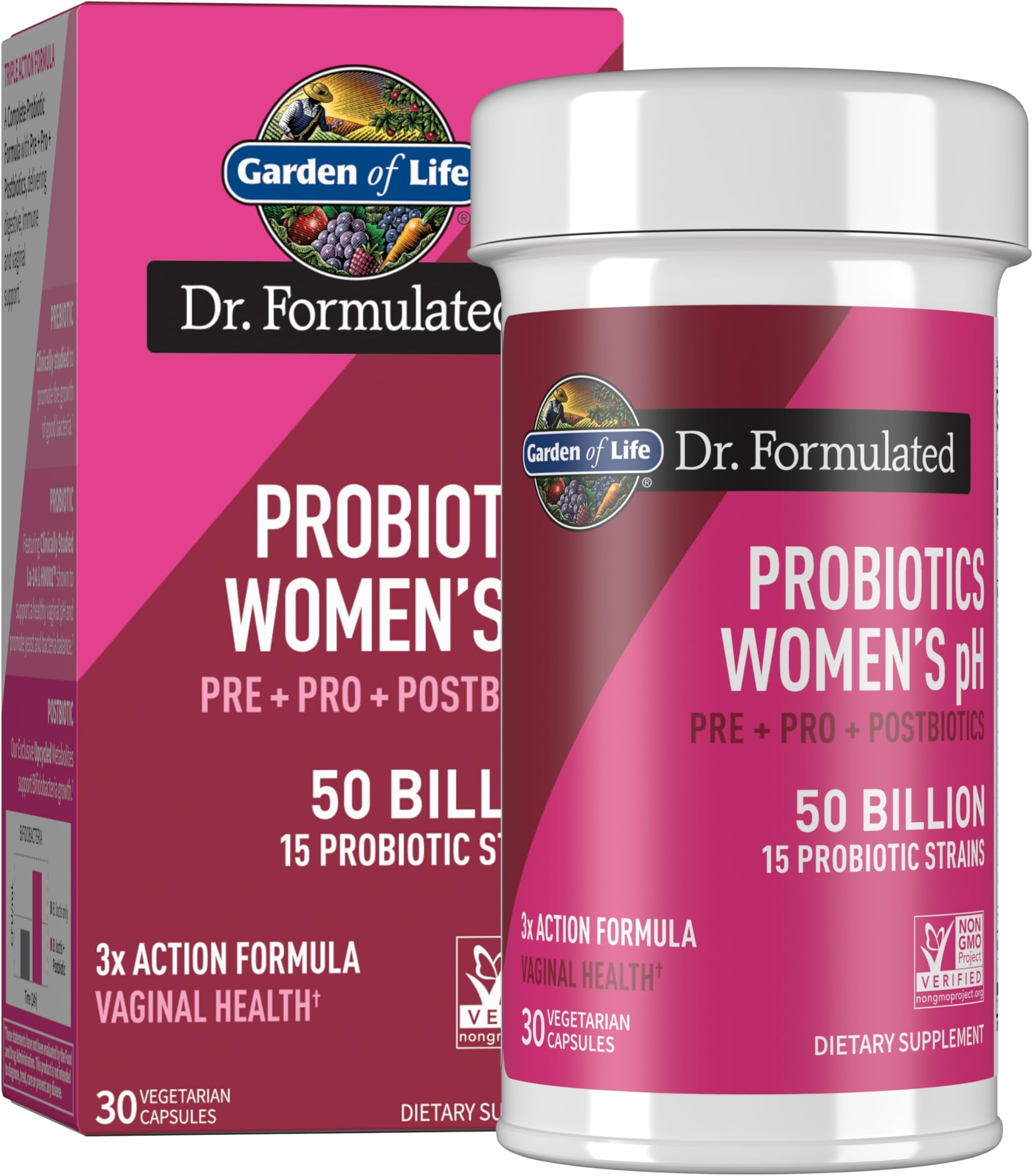 Dr Formulated Once Daily 3-in-1 Complete Prebiotics, Postbiotics & Probiotics for Women, PRE + PRO + POSTBIOTIC Supplement for Women’s Digestive, Immune & Vaginal Health, 30 Day Supply