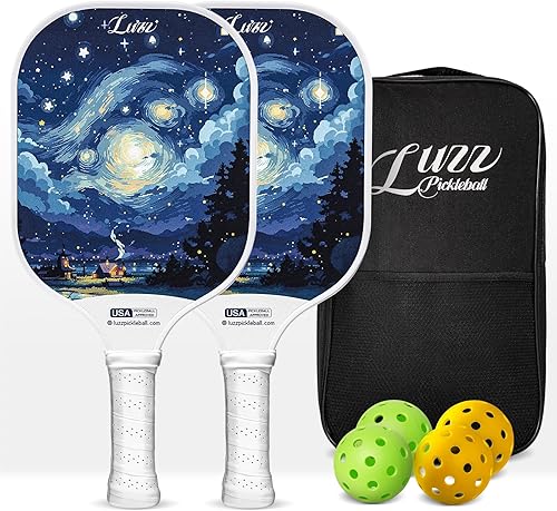 Miniatura 15 de LUZZ Pickle Juego de 2 palas de bola de fibra de carbono T700, superficie arenada con núcleo de panal para principiantes, mayor control de Conjunto