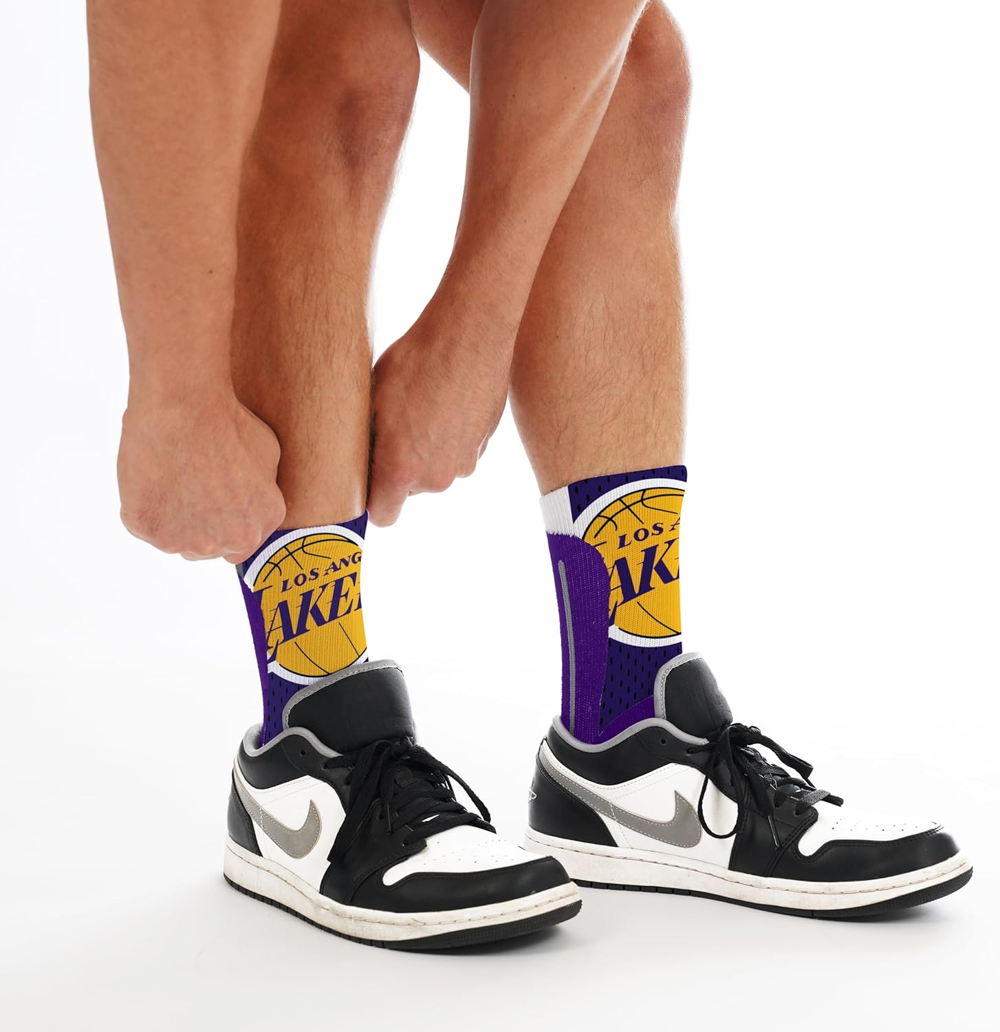 For Bare Feet NBA Unisex Kids Nba Logo Zoom Mesh Primary Crew Sock Youth - Image 2