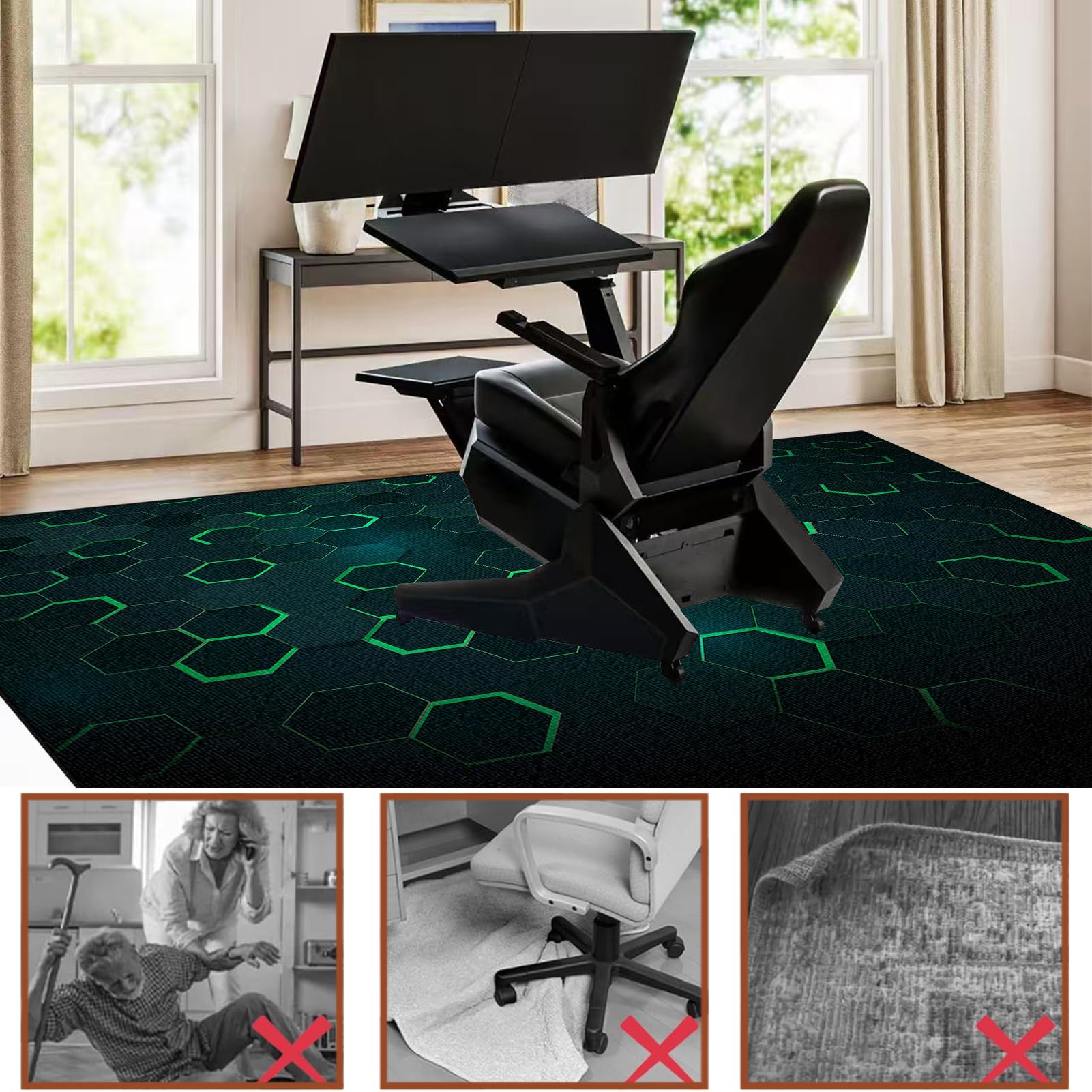 Tapis de Protection pour les Sols, Tapis de Chaise Gaming, 140 x 160 cm Tapis Protège Sol Antidérapant pour Chaise de Bureau et Gaming, Tapis de Protection Sol Gaming Convient au Bureau à Domicile