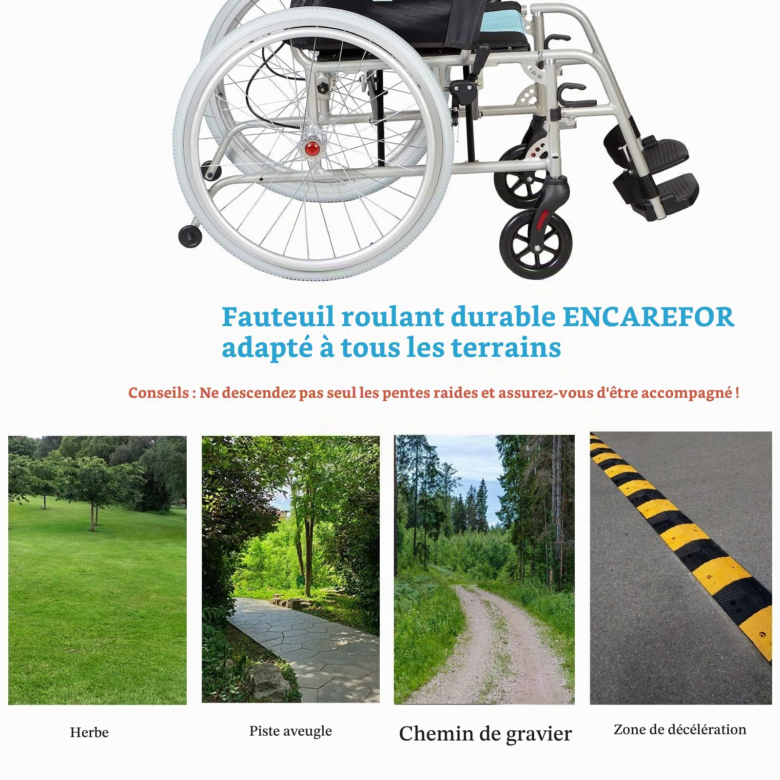 5,8kg Fauteuil Roulant léger, Assise 50cm, Automoteur en Magnésium Argent