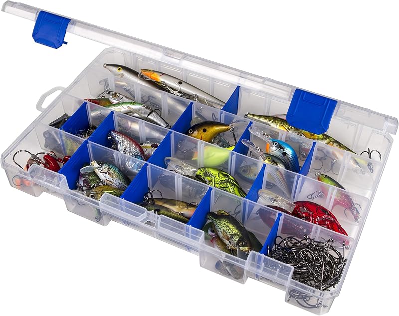 Flambeau Outdoors 5007 Tuff Tainer, 36 compartimentos, 18 divisores Zerust | Caja de aparejos dividida con 18 divisores Zerust que crean hasta 36 compartimentos. Translúcido, 14,25 x 9,125 x 2 pulgadas