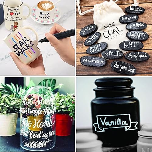 Miniatura 4 de TFIVE Rotuladores de pintura blanca  Paquete de 2 marcadores acrílicos permanentes, punta media de 0.18 a 0.118 pulgadas, bolígrafo de pintura para