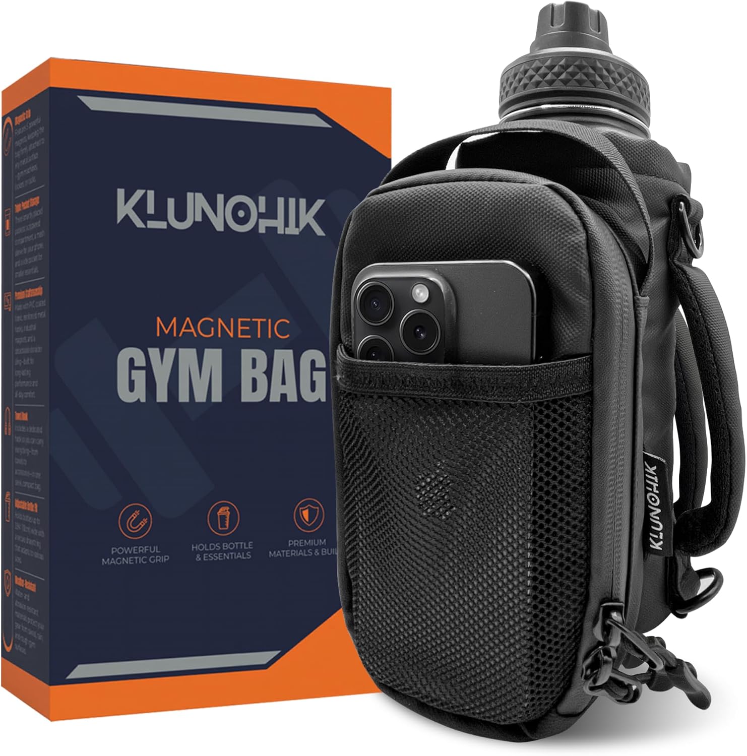 Magnetic Gym Bag with 5 Neodymium Magnets – Waterproof Bottle & Essentials Holder, Fits All Gym Machines – Smart Storage with Mesh Pockets, Key Clasp & Airtag Slot - Image 5