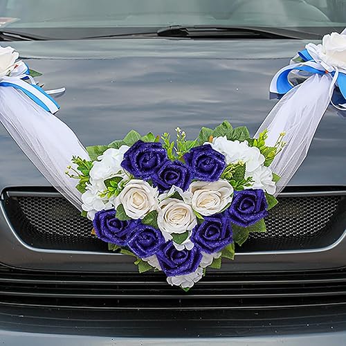 Miniatura 10 de Flores artificiales plateadas, 30 unidades, flores artificiales de espuma con purpurina plateada con tallo, rosas con purpurina, flores plateadas