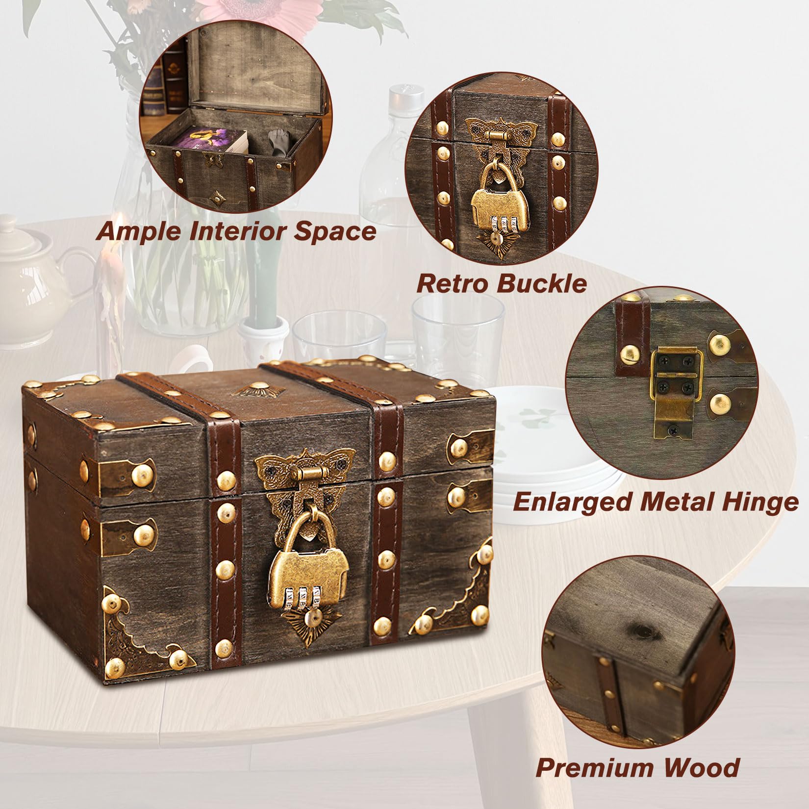 Coffre En Bois Vintage Shabby Blanc Kistenkolli - Boîte Cadeau Avec Couvercle Pour Anniversaire Mariage