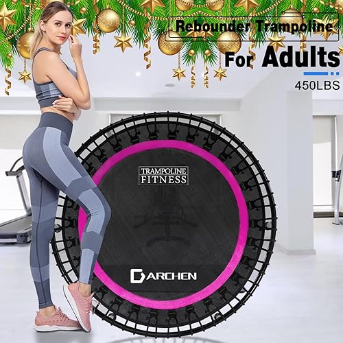 Miniatura 2 de DARCHEN - Mini trampolín para adultos, 450 libras para interiores, para entrenamiento, fitness da un rebote silencioso y seguro 40 pulgadas