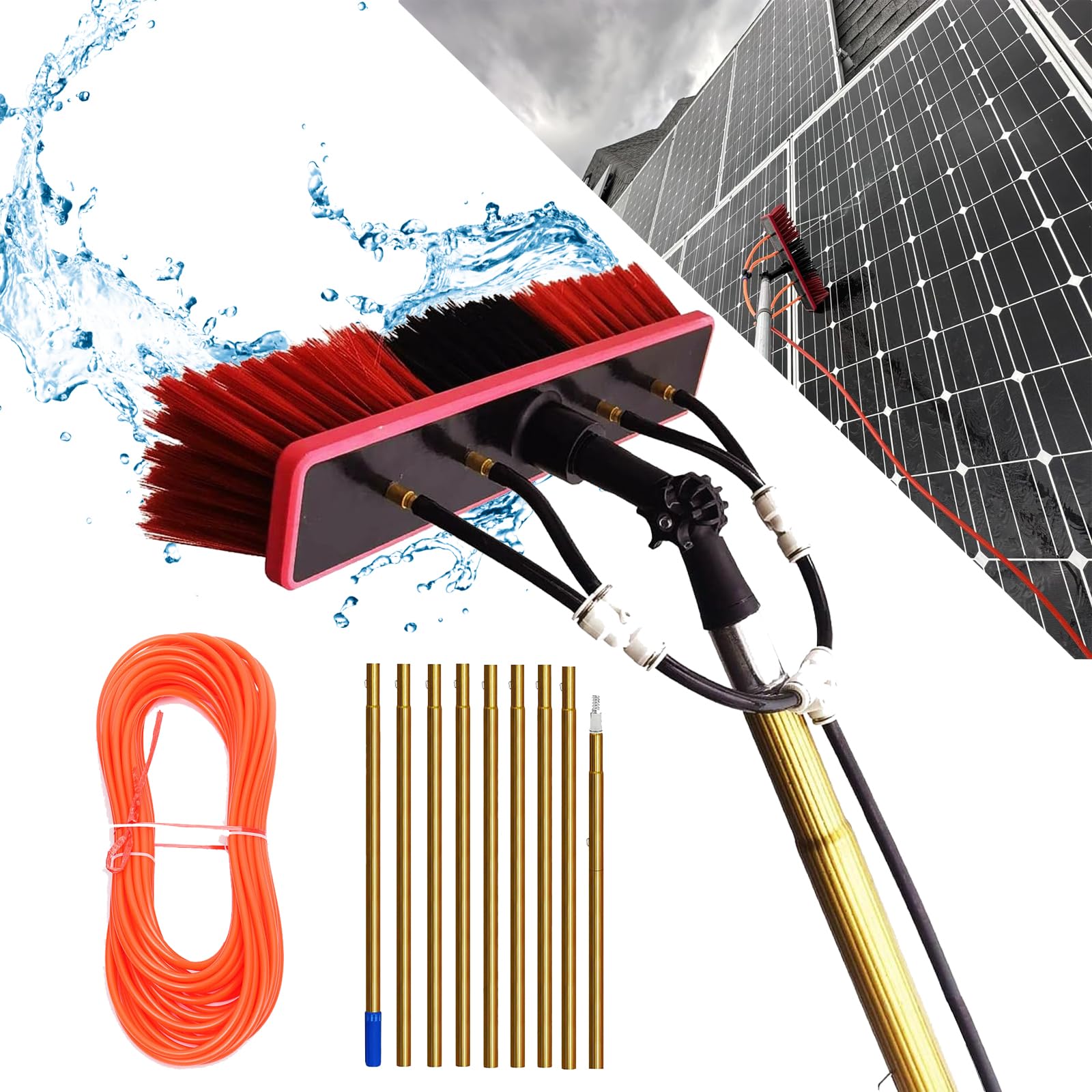 8 m para techos y paneles solares, 35 cm de ancho, ligero y perfecto para lavado de coches, distancia de 3 a 20 m para un fácil alcance y uso versátil