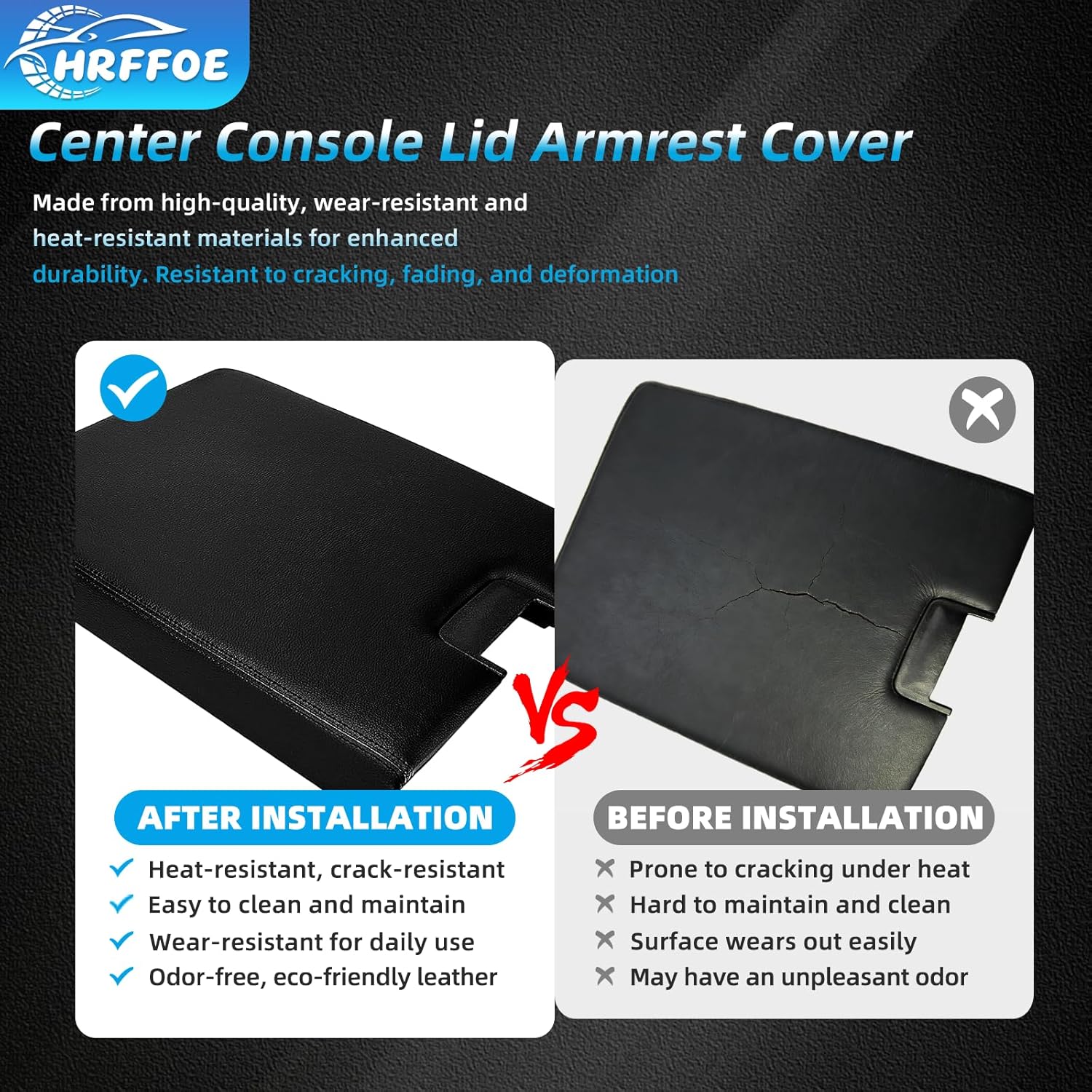 20864151 Center Console Lid Armrest Cover with Latch Black, Compatible with 2007–2014 Chevy Silverado Tahoe Suburban Avalanche & GMC Sierra Yukon 1500 2500 3500, Replace OE 20864153 20864154