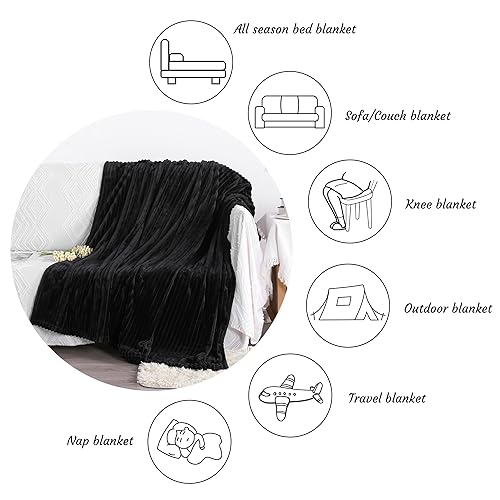 Miniatura 5 de NTBAY Manta de franela de felpa para cama individual, 60 x 80 pulgadas, suave y cálida, ligera con textura a rayas, para sofá, cama para todas las