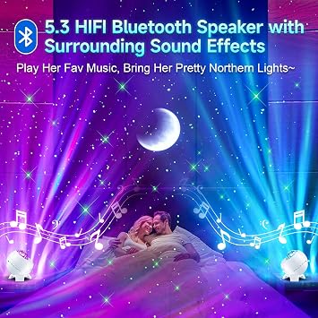 Portable Bluetooth Speaker with Hi-Fi Stereo Sound, Minimalist White Wireless Speaker with Aurora Light Show & 15 Nature Sounds, Outdoor Speaker Bluetooth for Home, Patio, Yoga, Bedroom (White)