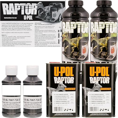 U-POL Raptor - Revestimiento en aerosol de uretano metálico de uretano y revestimiento de textura, 2 litros