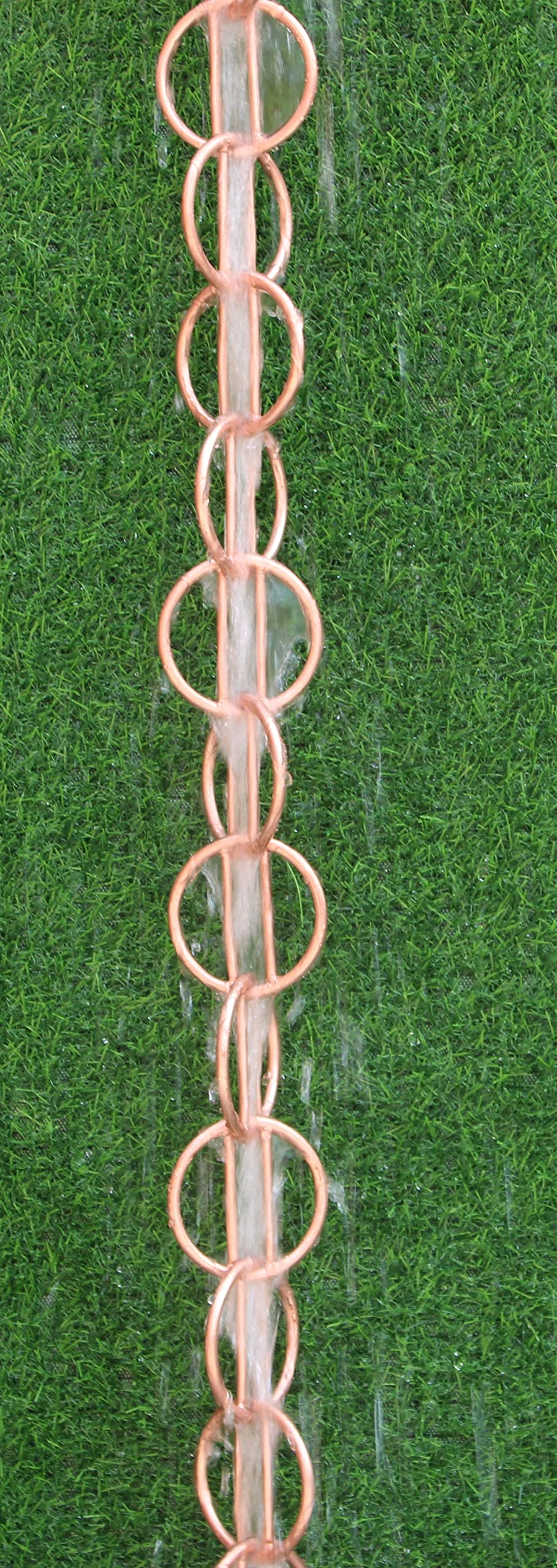 KAM Home Direct Catena da pioggia moderna ad anello, lunghezza 8,5 m, in rame puro, ricambio per pluviali per grondaie con bullone in ottone, adattatore per grondaia per installazione a catena a