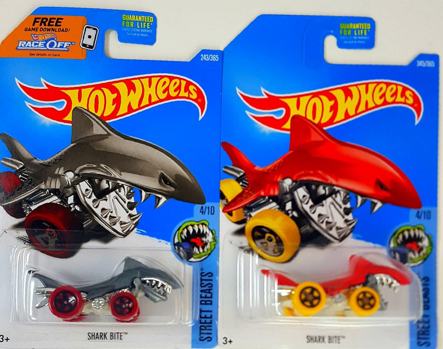 Hot Wheels Street Beasts Shark Bite Gray 243/365 and Red 345/365