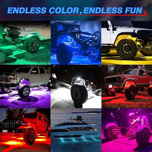 Miniatura 3 de MICTUNING Q1 RGBW LED Rock Lights, color puro, 4 vainas, iluminación multicolor neón subterránea con kit de interruptor de cableado, controlador
