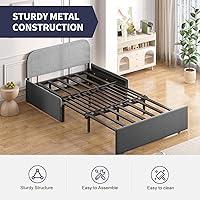 Vista 6 de Sofá cama individual, moderno sofá cama extraíble con cojines y almohadas, sofás cama de lino, sofás cama convertibles, sofás cama plegables, sofá