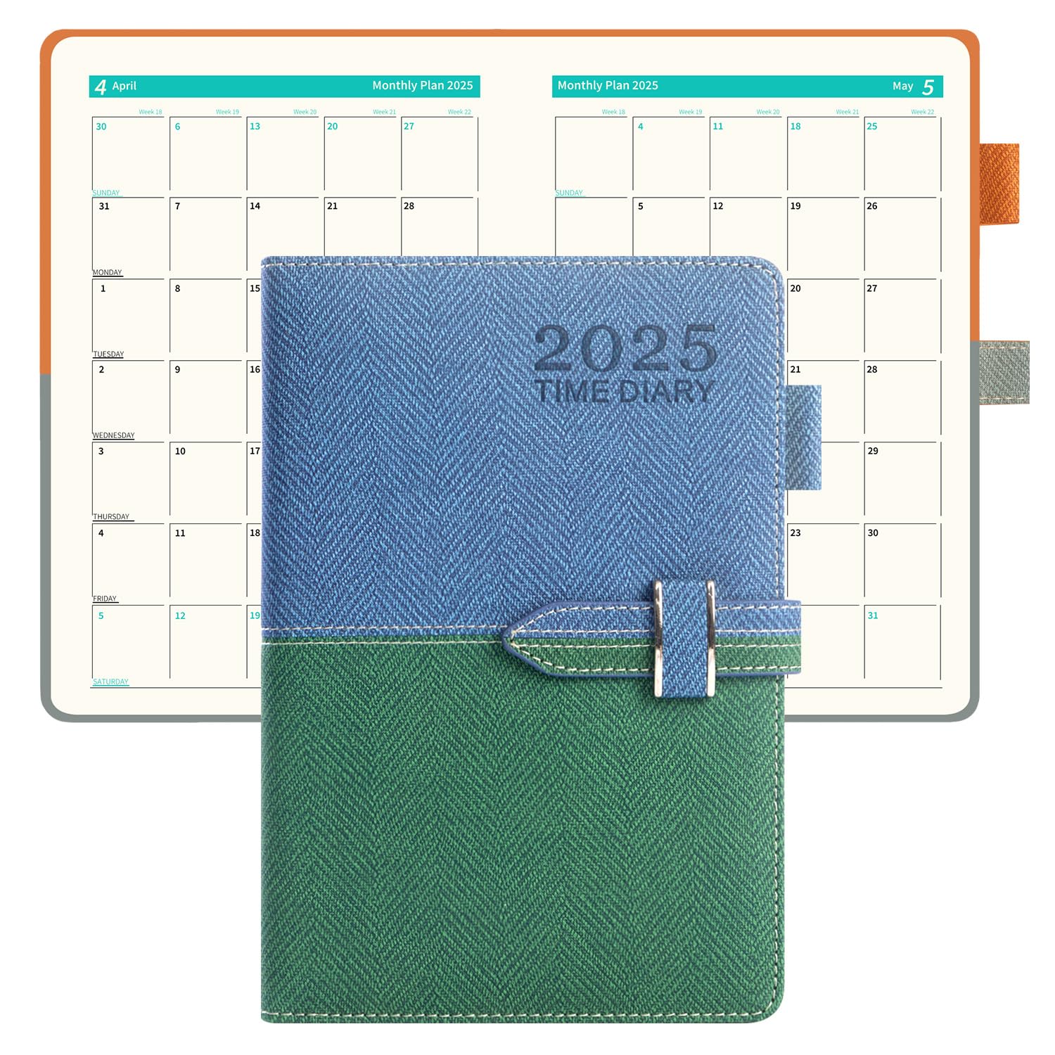 Agenda giornaliera 2025, formato A5, calendario settimanale e mensile, una pagina al giorno gennaio-dicembre 2025, 365 pagine per appuntamenti, organizzazione annuale, diario giornaliero dei ricordi