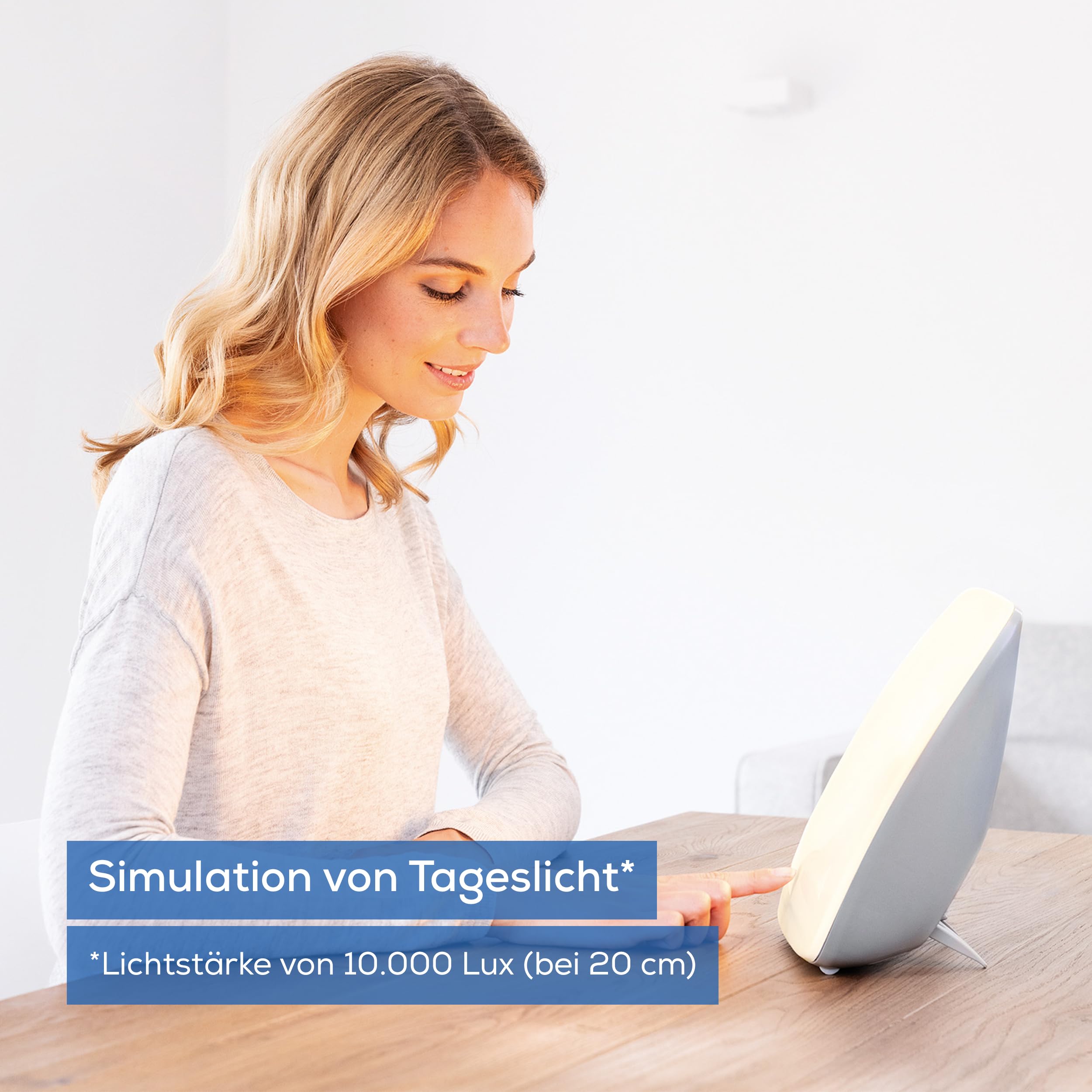 Beurer TL 41 Touch Tageslichtlampe mit Touch Button, gesteigertes Wohlbefinden durch Simulation von Tageslicht, ideal für den Schreibtisch, Weiß