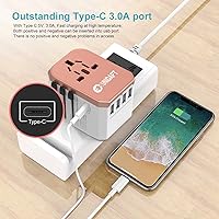 Vista 4 de International Plug Adapter, Unidapt Travel Adapter Worldwide - All in one Universal Charger USB Travel Power Adaptor with 5 USB for EU AU UK USA