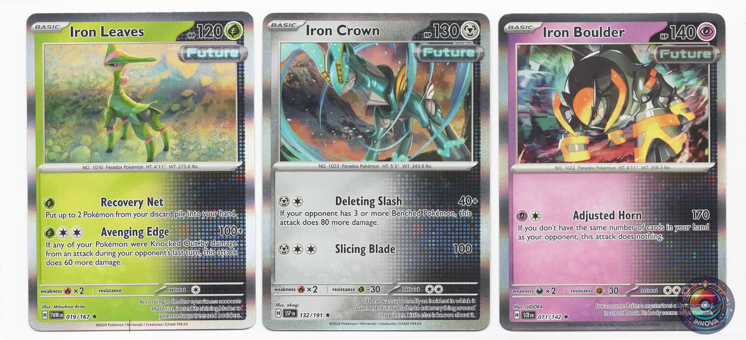 Amazon.com: Iron Leaves – Iron Crown – Iron Boulder – Legendary Future Pokemon  Card Lot – 019/167 Surging Spark Twilight Masquerade : Toys & Games