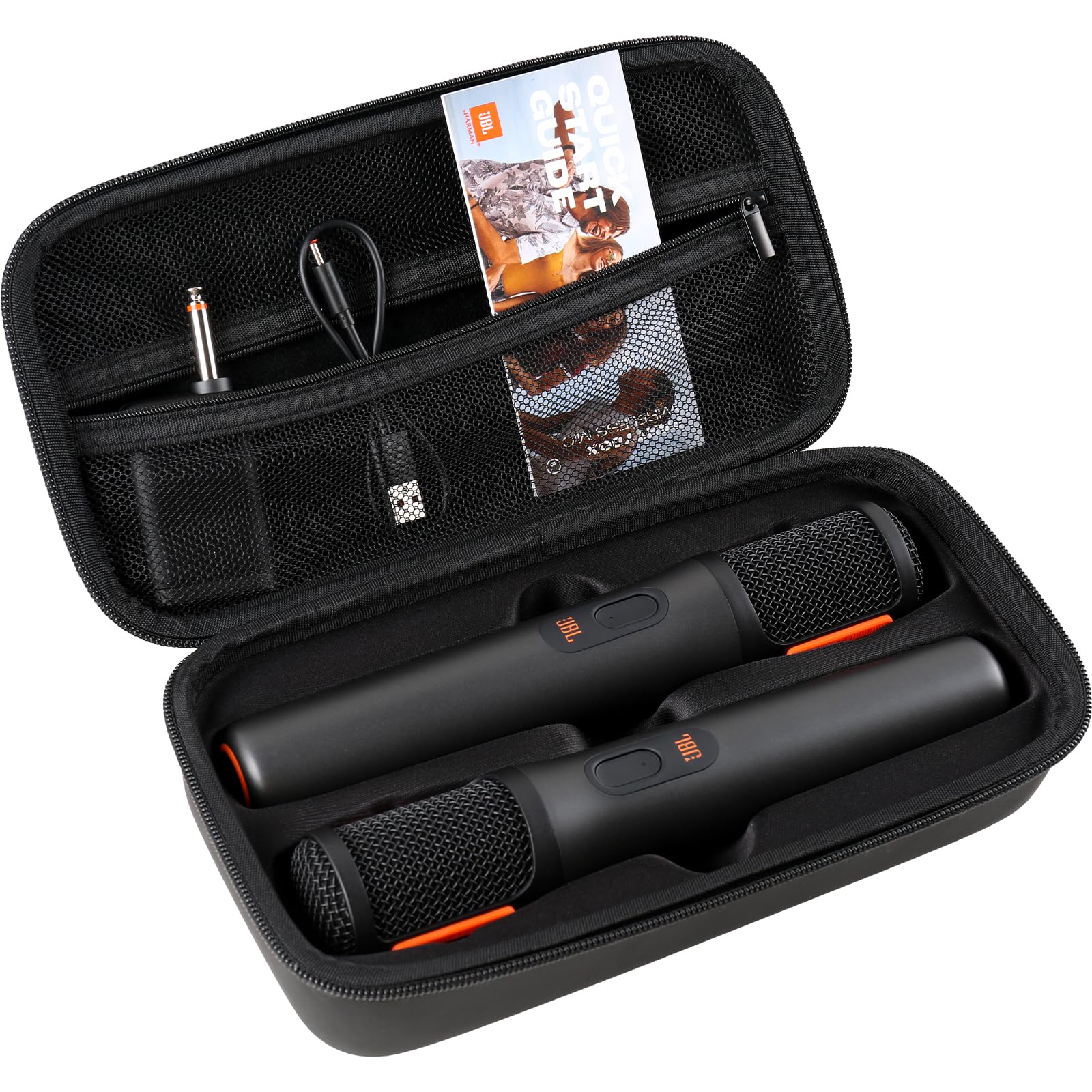 Photo 1 of ***BAG ONLY***Wireless Microphone Case For JBL Wireless Two Microphone System Handheld Dual Mic Travel Bag for Singing or Karaoke for Receivers, Adapters, AA Batteries-Black(Box Only-Black)