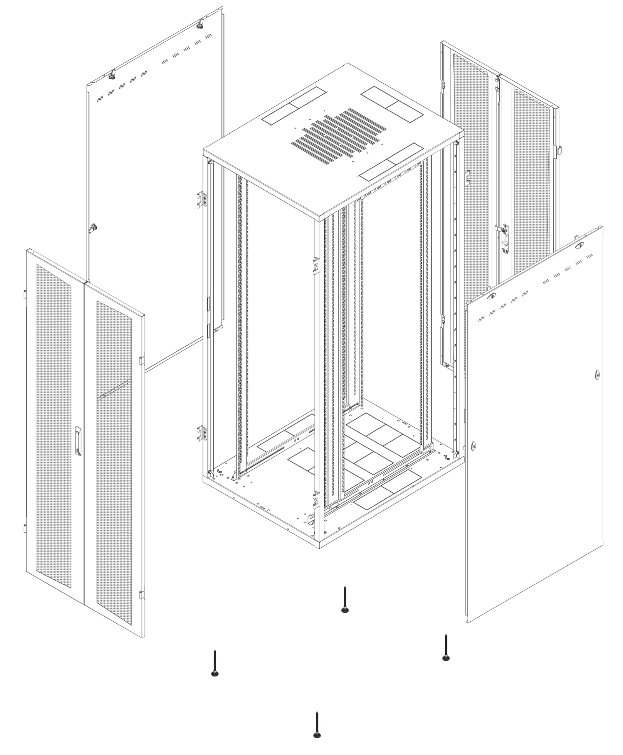 Intellinet 161828 Armadio Server Rack NextGen 1000 19" 800x1200 33U Nero Doppia Porta Grigliata Nero