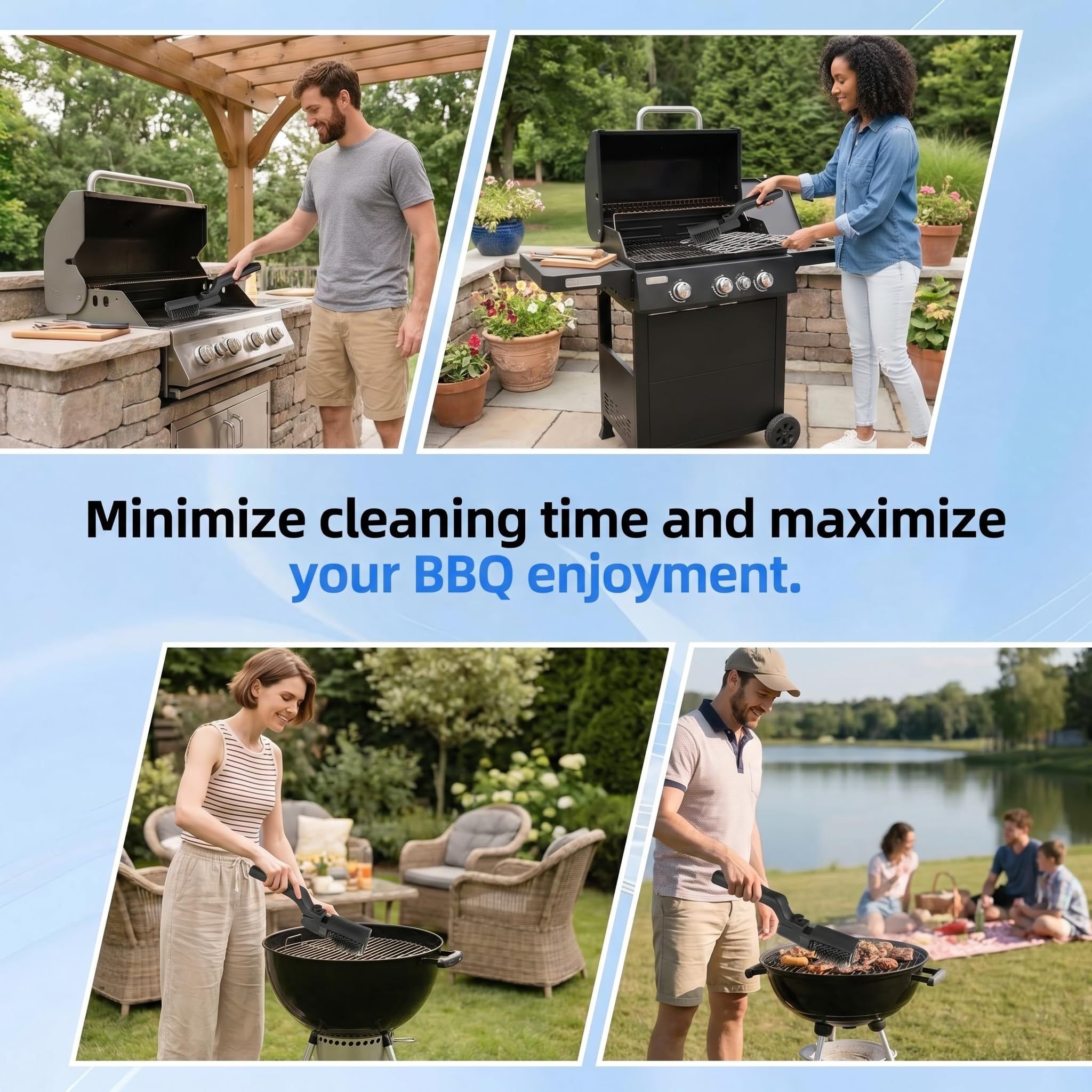 Upgraded Electric BBQ Brush,Rechargeable Cordless Electric Grill Cleaning Brush,Stainless Steel Head,3 Speeds,90 Minutes Run Time — view 6