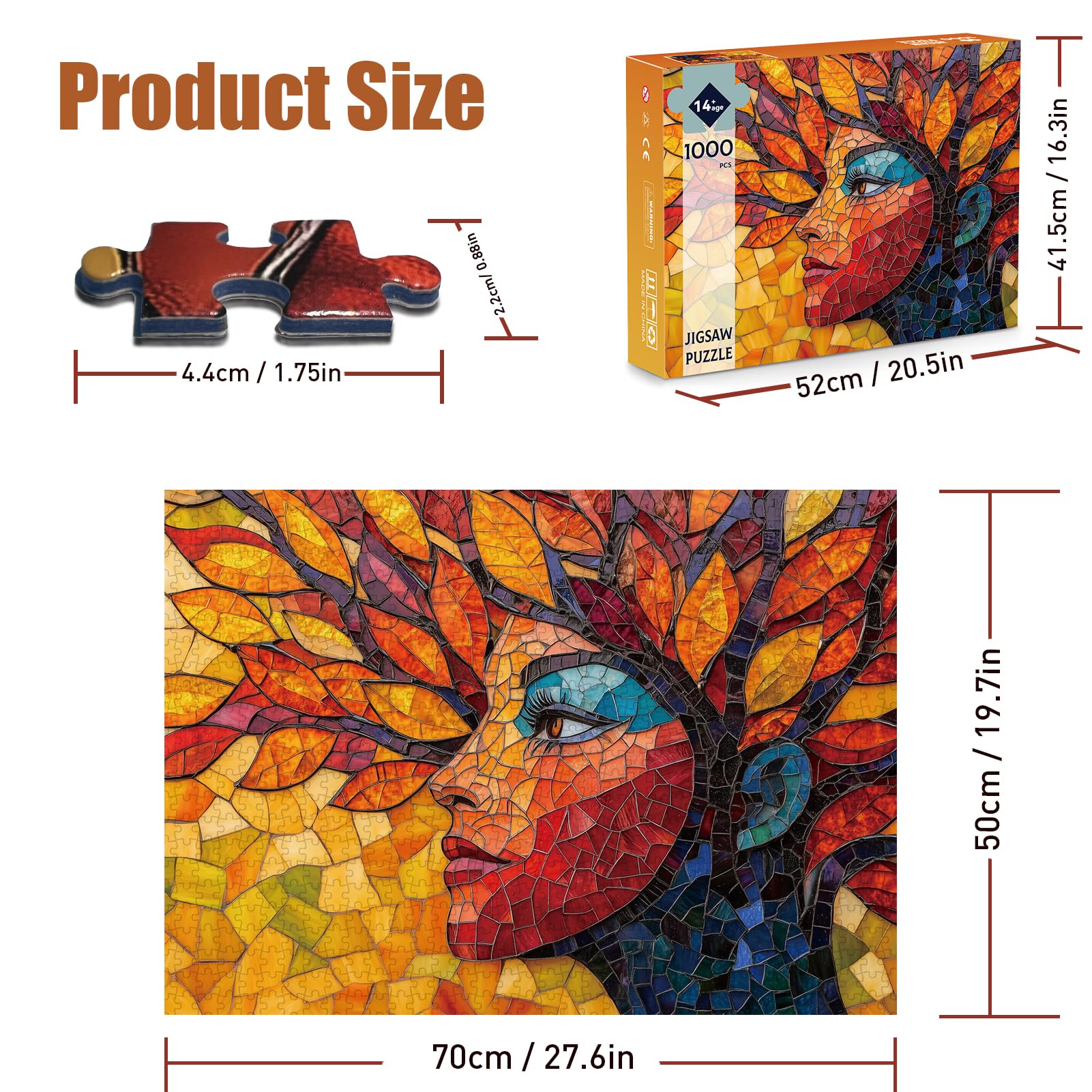 Amazon.com: Stained Glass Mosaic Puzzle for Adults 1000 Pieces