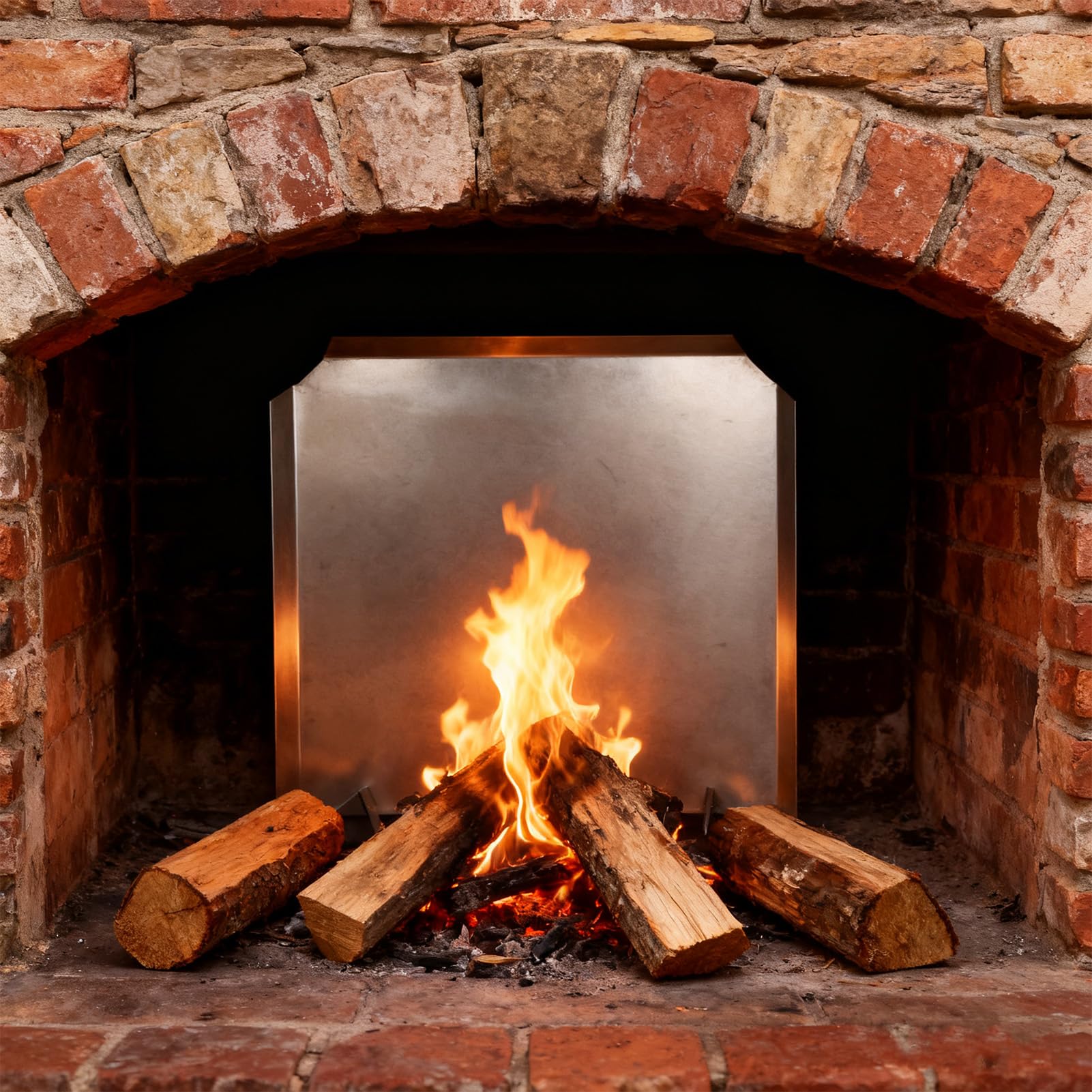 Kamin-Wärmeabweiserplatte, Wandschutz aus Edelstahl mit Verstellbaren Beinen für Effizientes Heizen, 16 X 18 Zoll für Heimkamine