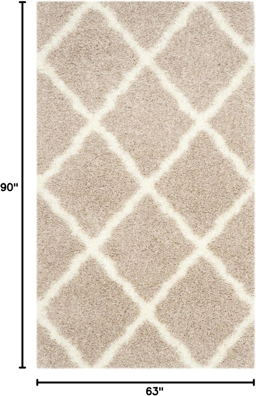 SAFAVIEH Montreal Shag Collection 5'3" x 7'6" Beige/Ivory SGM866C Trellis Non-Shedding Living Room Bedroom Dining Room Entryway Plush 2-inch Thick Area Rug