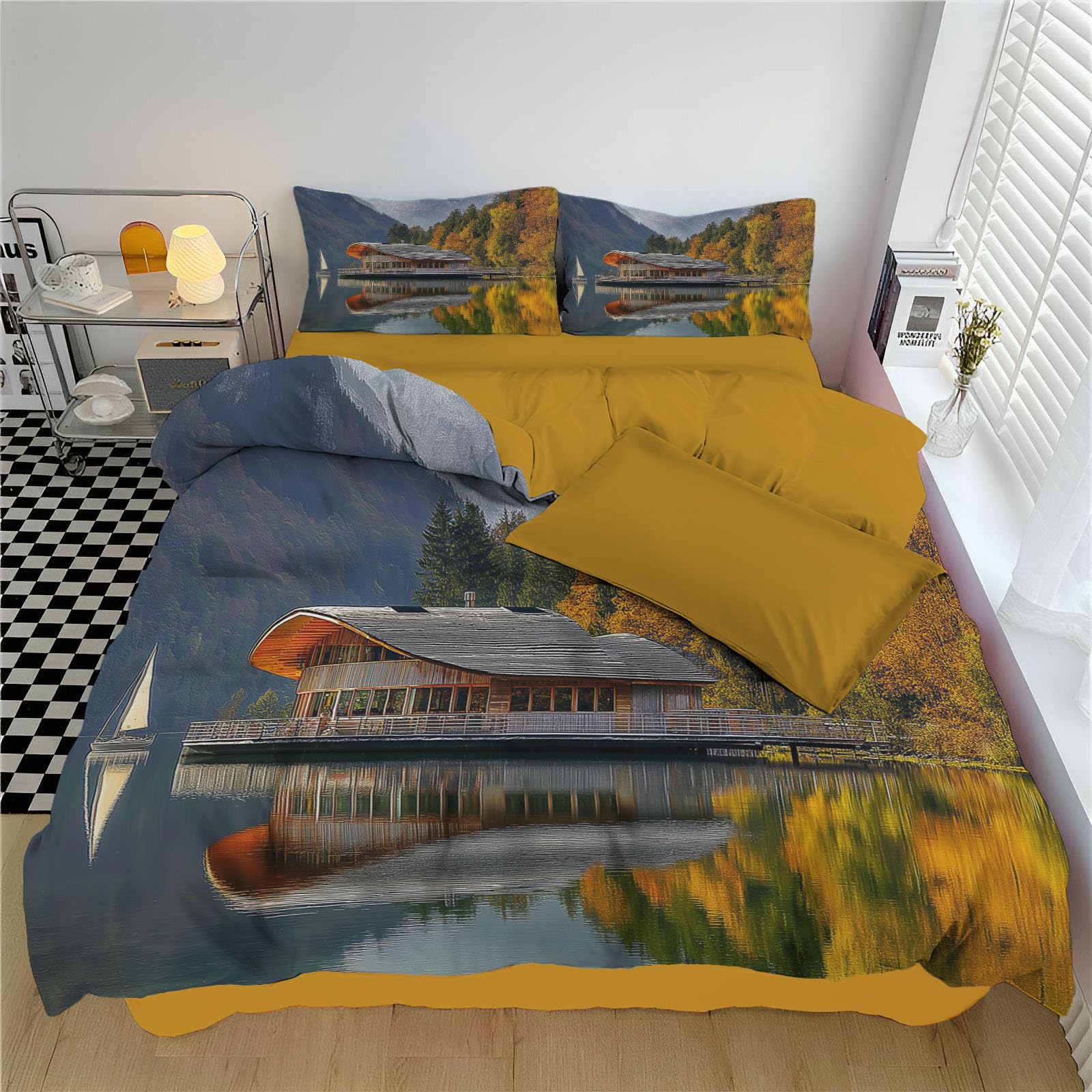 Housse de Couette Pins d'Automne pour une Ambiance Nature et Cocooning au Lit