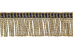 Two-inch Basic Trim Collection Thin Bullion Fringe Trim with Borders of Azure