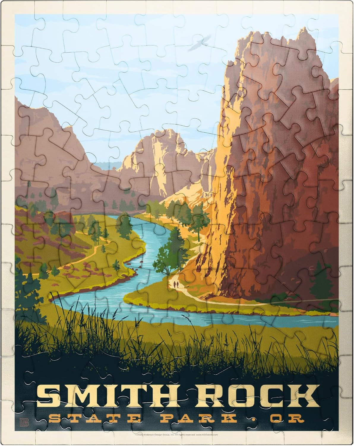 MyPuzzle Smith Rock State Park, Oregon, Vintage Poster - Premium 500 Piece Jigsaw Puzzle for Adults